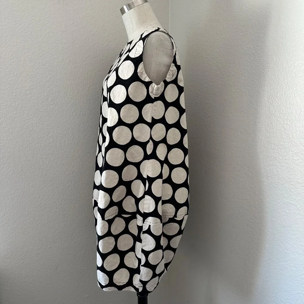 Eleven Stitch Design Pullover Bubble Short Dress Sleeveless Flax Blend Beige Pol - Picture 4 of 12